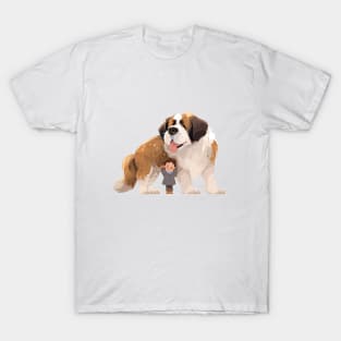 Cute Saint-Bernard Dog Animal Loving Cuddle Embrace Children Kid Tenderness T-Shirt